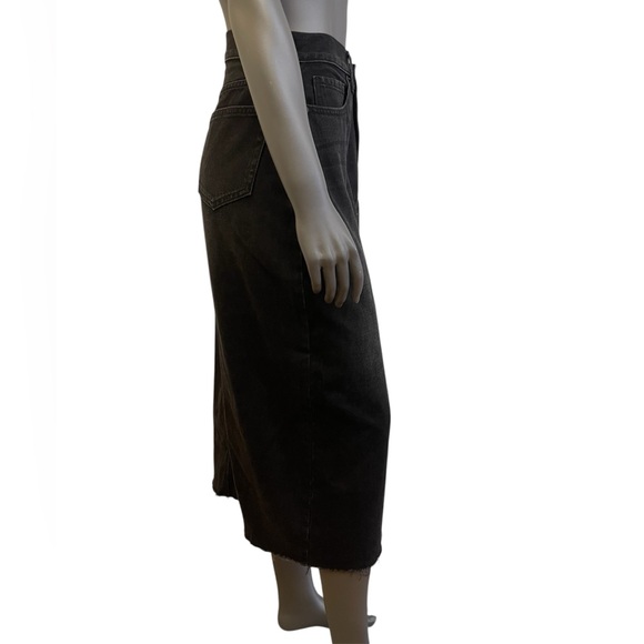 Altar’d State Jeans Skirt Sz S Front Slit Midi Whiskered High Waisted Frayed Hem - Picture 3 of 6